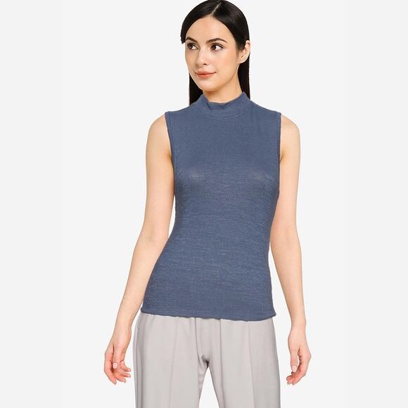 ABERCROMBIE Blue Soft & Cozy Sleeveless Mock Neck Top - Picture 1 of 4